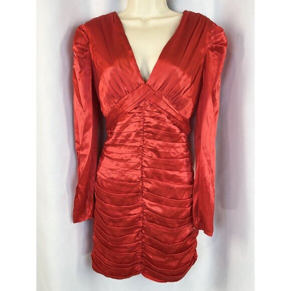 NWT NICHOLAS Gathered Party Dress in Scarlet Red $698 - Picture 3 of 14